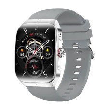 Blisbond Crescent Silver AMOLED Bluetooth Calling Smart Watch with Black & Grey Dual Straps